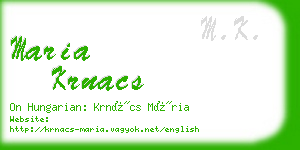 maria krnacs business card